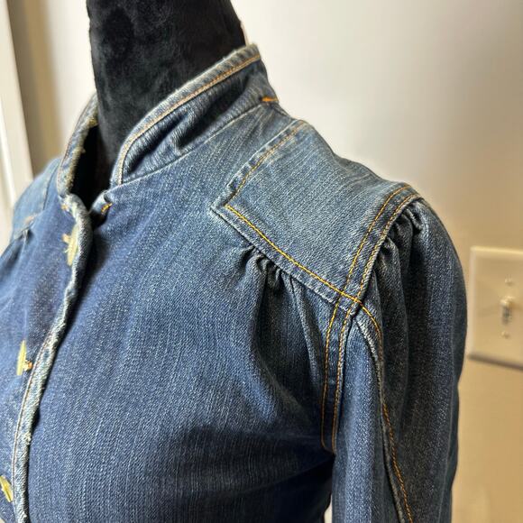 Levi’s Denim Jacket Blazer Women’s Large Bell Sleeve Vintage Y2K Boho Style - Picture 6 of 13